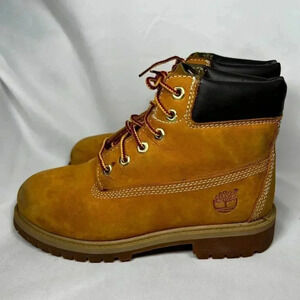 Timberland Premium Boys Size 3W Boots 6-inch Waterproof Tan Leather